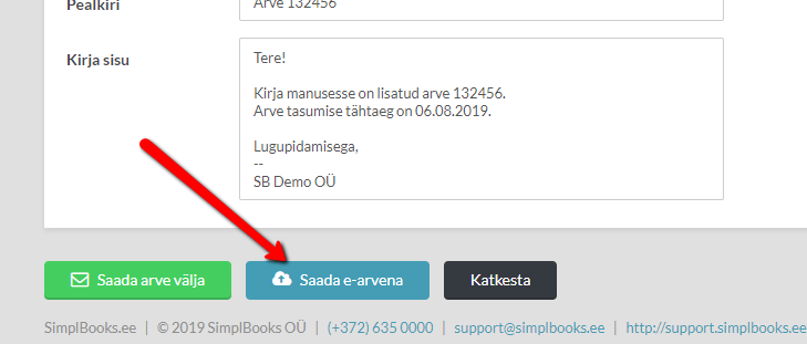 Tasuta e-arvete saatmine SimplBooks raamatupidamistarkvarast