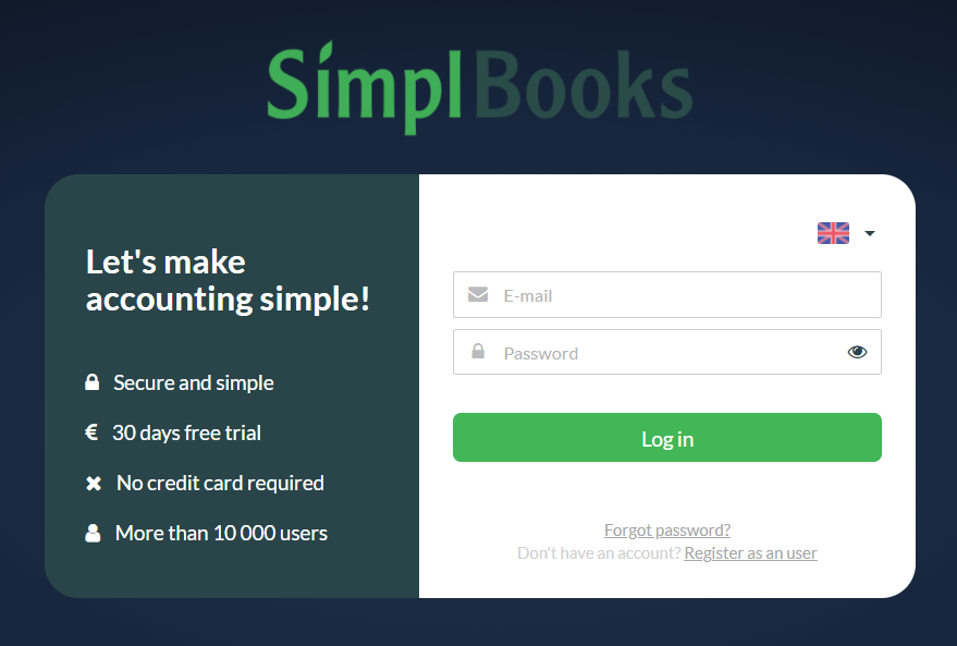 Registration form SimplBooks